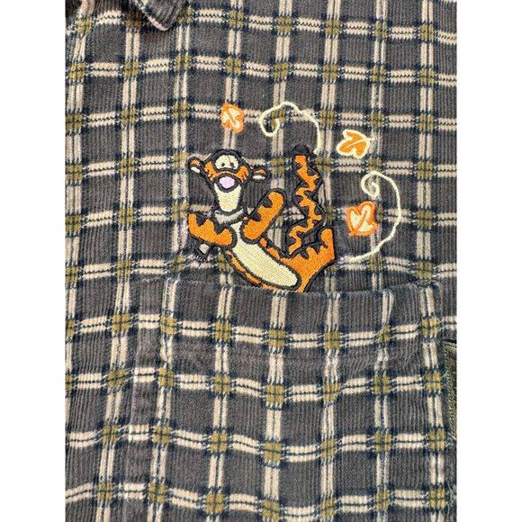 Disney Womens Pooh Plaid Soft Corduroy Shirt Medium Tigger Embroidery - Picture 3 of 12